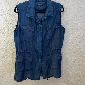 Very cute, button up the front denim vest.